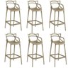 Kit 6 Banquetas Allegra com Encosto Design Cozinha/bancada - Nude - 1