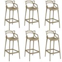 Ver imagem 1 de Kit 6 Banquetas Allegra com Encosto Design Cozinha/bancada - Nude