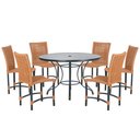 Ver imagem 1 de Mesa Ascoli 120 Cm com 6 Cadeiras Cannes de Alumínio, Pintura Preta e Trama Tela de Corda Náutica