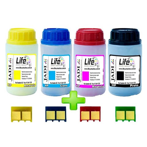 Kit 4 Refil Pó Toner + 4 Chip Hp Cb540 Cb541 Cb542 Cb543 125a - Cp 1215 1515 Cm1312