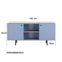 Rack Tube 2 portas 1 Nicho 132x62x42 Sal Rosa - Mdf Arauco - 3