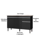 Ver imagem 3 de Balcão Gabinete Multiuso Tatiane 120cm 3 Portas e 1 Gaveta C-tampo Preto