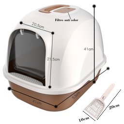 Caixa de Areia Luxo Fechada para Gato Porta Pá e Filtro Higiênico - 2