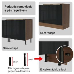 Armário de Cozinha Completa 566cm Rustic/preto Lux Madesa 01 - 11