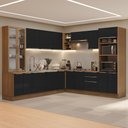 Ver imagem 1 de Armário de Cozinha Completa 566cm Rustic/preto Lux Madesa 01
