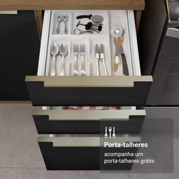 Armário de Cozinha Completa 566cm Rustic/preto Lux Madesa 01 - 9