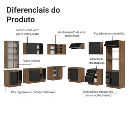 Armário de Cozinha Completa 566cm Rustic/preto Lux Madesa 01 - 5