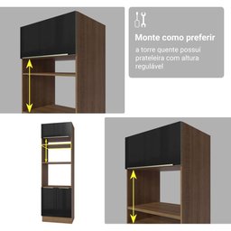 Armário de Cozinha Completa 566cm Rustic/preto Lux Madesa 01 - 10