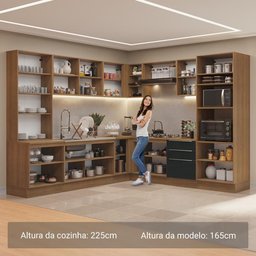 Armário de Cozinha Completa 566cm Rustic/preto Lux Madesa 01 - 6