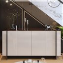 Ver imagem 3 de Aparador Buffet para Sala de Jantar 4 Portas 160cm Puerto C04 Off White Nogueira Preto Fosco - Lyam