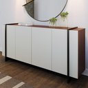Ver imagem 1 de Aparador Buffet para Sala de Jantar 4 Portas 160cm Puerto C04 Off White Nogueira Preto Fosco - Lyam