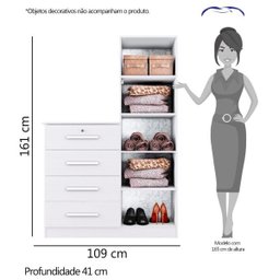 Cômoda Belize Plus 4 Gavetas 1 Porta - Branco Textura - Móveis Albatroz - 4