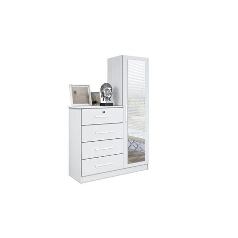 Cômoda Belize Plus 4 Gavetas 1 Porta - Branco Textura - Móveis Albatroz