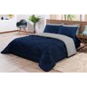 Kit Edredrom Paris + Lençol King 6 Peças Meu Lar Enxovais - Azul Marinho e Cinza - 1