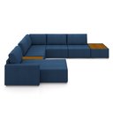Ver imagem 5 de Sofá de Canto Decorativo Sala de Estar 603cm Modulado Takashi com Chaise Puffs Bouclê Azul Petróleo