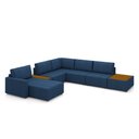 Ver imagem 1 de Sofá de Canto Decorativo Sala de Estar 603cm Modulado Takashi com Chaise Puffs Bouclê Azul Petróleo