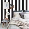 Papel de parede adesivo quarto faixa listras preto e branco - 1