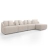 Sofá 5 Lugares com Chaise Direito Sala Living 334cm Arlo F04 Veludo Bege - Lyam Decor - 1
