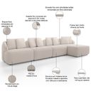 Ver imagem 4 de Sofá 5 Lugares com Chaise Direito Sala Living 328cm Arlo F04 Veludo Bege - Lyam Decor