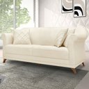 Ver imagem 2 de Sofá Living 2 Lugares 1,60m Vênus Linho Natural Pés Castanho - Pallazio