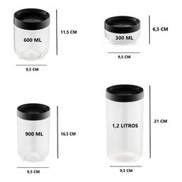 2 Pote Organizador Conecta Multiuso Empilhável 1200ml Preto - 4 2 Pote Organizador Conecta Multiuso Empilhável 1200ml Preto - 4