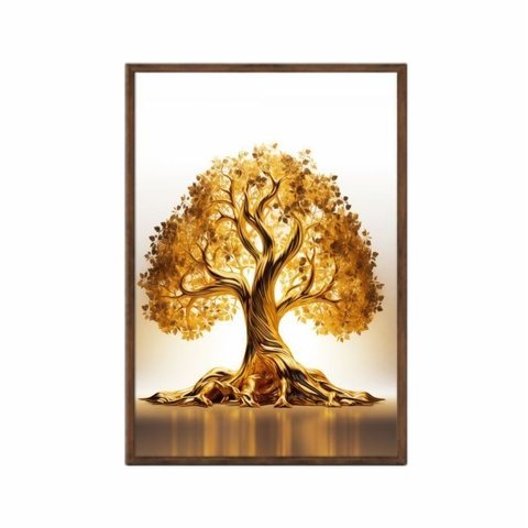 Quadro Decorativo - Arvore da Vida Dourada Art052 - Tela Canvas - 60x40cm
