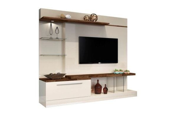 Home Theater Allure Para TV até 60 Polegadas - Off White / Deck - Hb Móveis Menor preço em Home Theater Allure Para TV até 60 Polegadas - Off White / Deck - Hb Móveis