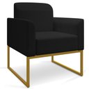 Ver imagem 6 de Kit Namoradeira e 2 Poltronas Decorativas Base Industrial Dourada Maressa A79 Linho Preto - Ibiza