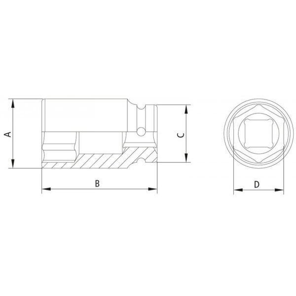 Soquete de Impacto Sextavado Longo 19mm Encaixe 1" Tramontina PRO - 2