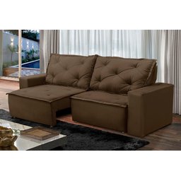 Sofá Retrátil e Reclinável 3 lugares com Molas 1,80m Ana Suede Marrom Adonai Estofados - 1