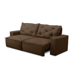 Sofá Retrátil e Reclinável 3 lugares com Molas 1,80m Ana Suede Marrom Adonai Estofados - 6