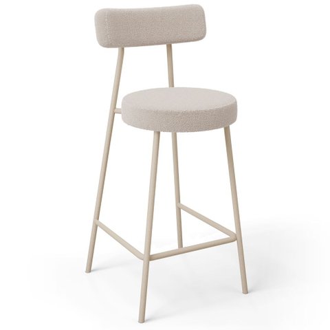 Banqueta Baixa Cozinha Sala Jantar Bancada Milão Arena L02 Bouclê Bege - lyam decor