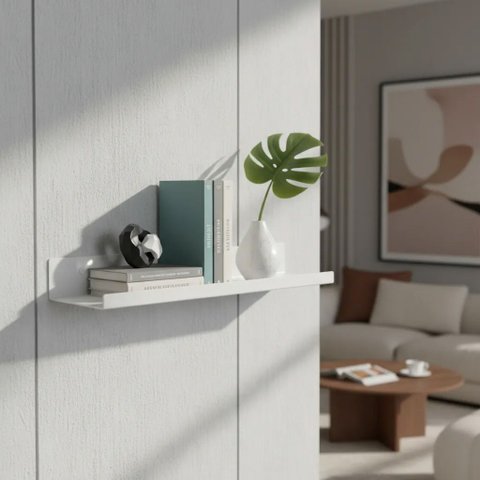 Prateleira Chapa Metal Branco Microtextura 50cm