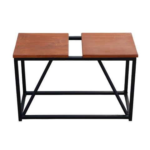 Banco Design Estilo Industrial Namoradeira Ferro e Madeira Artesanal Decoração Casa Jardim 2 Lugares