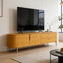 Ver imagem 7 de Rack para Sala de Estar TV 75 pol Orgânico Dion D05 Cedro - Lyam Decor