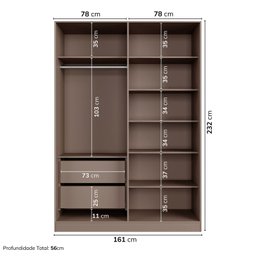 Guarda-roupa 4 Portas Reflecta com Led 100% Mdf Orion Cabecasa Madeiramadeira - 3
