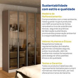 Guarda-roupa 4 Portas Reflecta com Led 100% Mdf Orion Cabecasa Madeiramadeira - 10