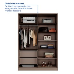 Guarda-roupa 4 Portas Reflecta com Led 100% Mdf Orion Cabecasa Madeiramadeira - 9
