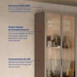 Guarda-roupa 4 Portas Reflecta com Led 100% Mdf Orion Cabecasa Madeiramadeira - 5