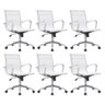 Kit 6 Cadeiras de Escritório Diretor Eames em Tela - Branca - 1