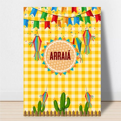 Quadro Decorativo Festa Junina Arraia Família São João Placa 28x20 Est3