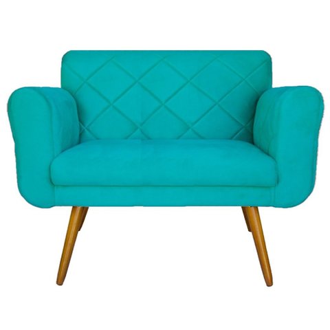 Namoradeira Decorativa Estofada Para Salão de Beleza Isabella Suede Azul Turquesa - LM DECOR