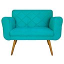 Ver imagem 1 de Namoradeira Decorativa Estofada Para Salão de Beleza Isabella Suede Azul Turquesa - LM DECOR