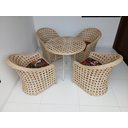 Ver imagem 2 de Poltronas Área Externa Jogo Mesa Redonda 90 Cm e Cadeiras Fibra Sintética Cor Natural Jardim Varanda