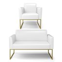 Ver imagem 1 de Sofá Namoradeira com Poltrona Base Industrial Dourado Marisa Corano Branco D03 - D'Rossi
