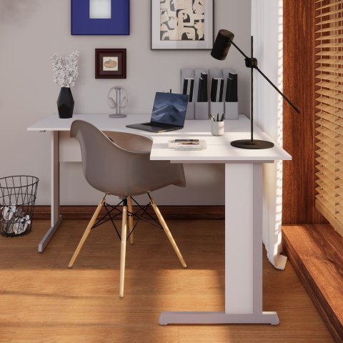 Mesa Angular New City Pé Metálico Light 135 cm Cinza Cristal Gebb Work