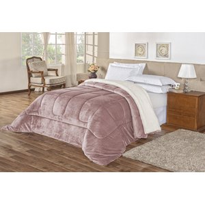 Edredom Casal Cobertor Manta Pele Caneiro Sherpa Grossoquent:rose/rose