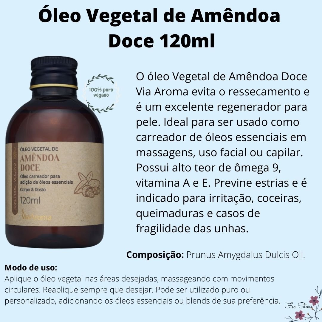 Óleo Vegetal de Amêndoa Doce Via Aroma 120ml - Amêndoa Doce - 2