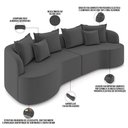 Ver imagem 4 de Sofá 3 Lugares Orgânico Sala de Estar Living 250cm Ekos K01 Veludo Cinza - Lyam Decor