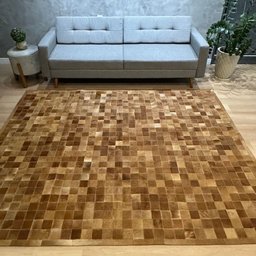 Tapete de Couro Tons Caramelo 200x300 Placa 7 Cm Quadriculado - 2